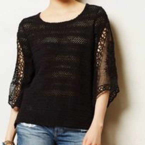 Anthropologie Sweaters - ANTHROPOLOGIE Black Lace Crochet Sweater {K16}